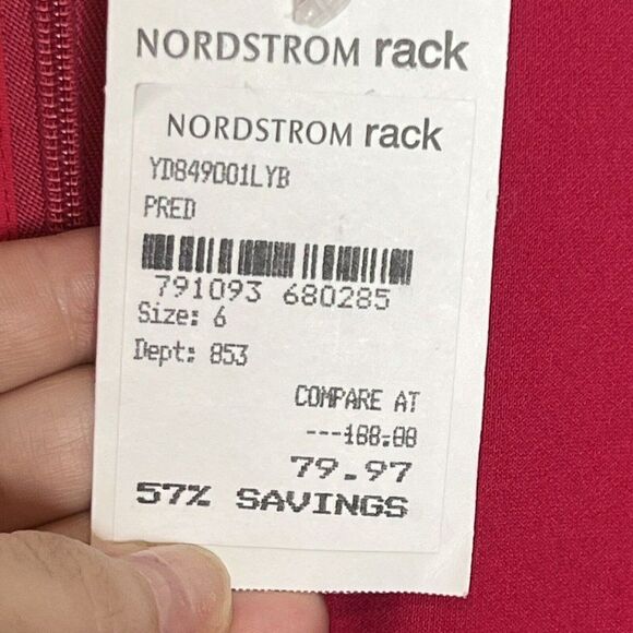 LIKELY La Brea Dress Size 6 Red Crepe Bodycon Sleeveless Square Neck Lined NWT - Picture 4 of 8